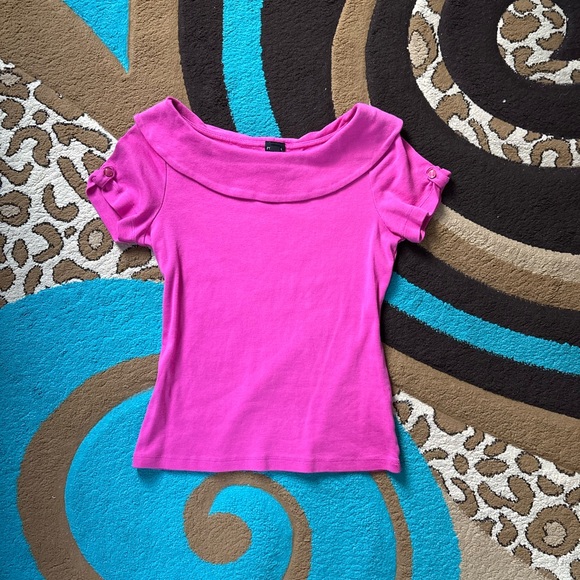 Rafaella Tops - Rafaella Fuchsia Short Sleeve Top